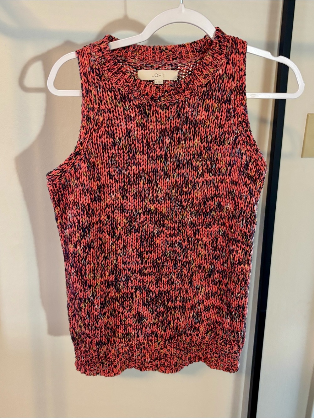 LOFT NWT Multicolor Knit Sleeveless Tank - Coral Pink Blend